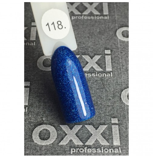 Гель-лак OXXI Professional №118 (синий с мелкими бирюзовыми блестками), 10 мл