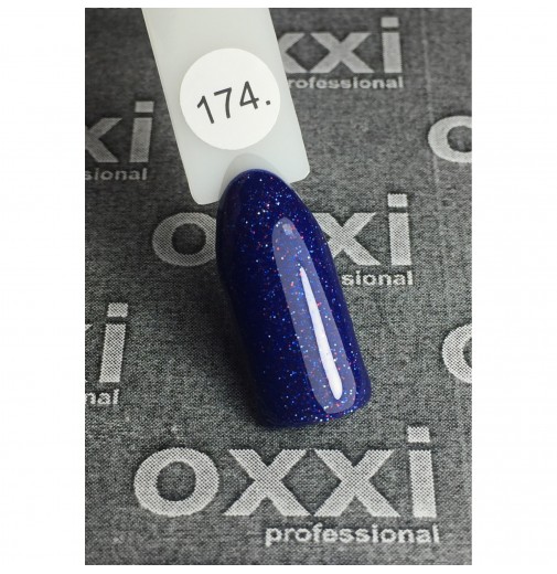 Гель-лак OXXI Professional №174 (синий с блестками, эмаль), 10 мл