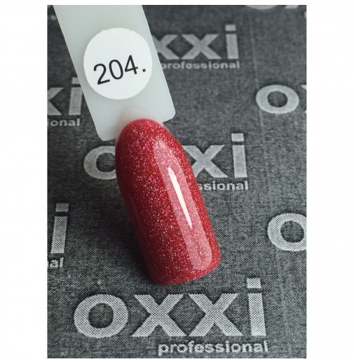 Гель-лак OXXI Professional №204 (светлый красный с мелкими насыщенными голографическими блестками), 10 мл