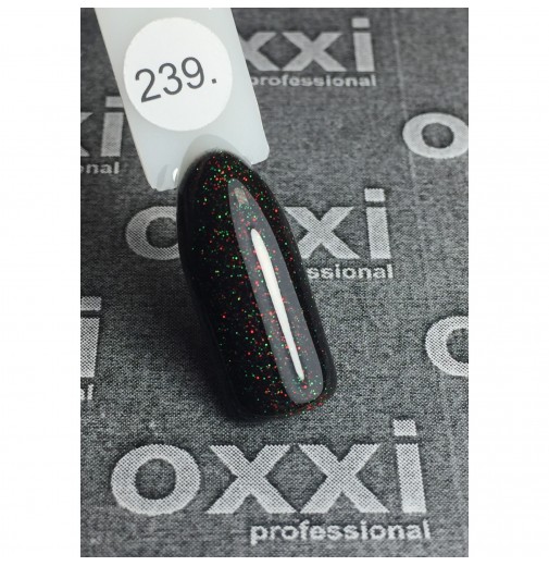 Гель-лак OXXI Professional №239 (черный с красным и зеленым микроблеском), 10 мл