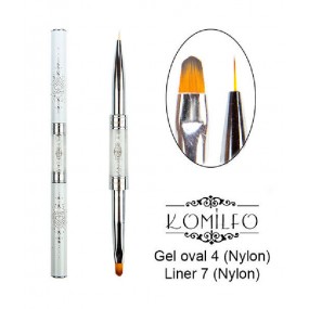 Кисть Komilfo Double Gel oval 4 (Nylon)/Liner 7 (Nylon)