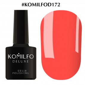 Гель-лак Komilfo Deluxe Series №D172 (яскравий насичений помаранчево-кораловий, неоновий), 8 мл