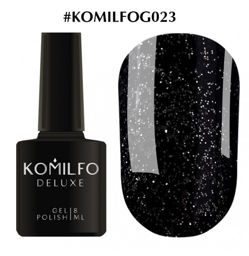 Гель-лак Komilfo DeLuxe Series №G023 (черный, серебристый микроблеск), 8 мл