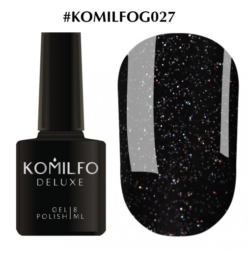 Гель-лак Komilfo DeLuxe Series №G027 (черный с голографическими блестками), 8 мл