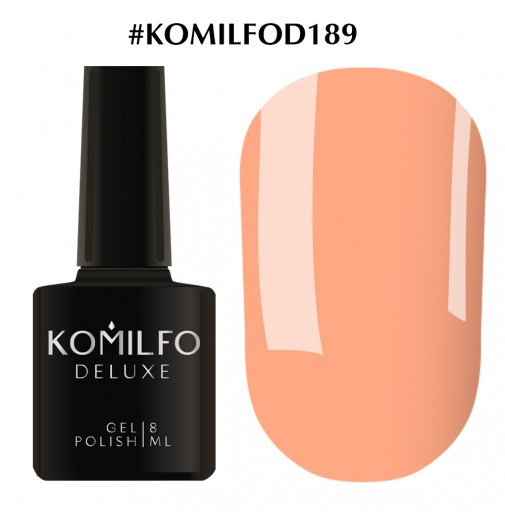 Гель-лак Komilfo Deluxe Series №D189 (світлий рожево-персиковий, неоновий, емаль), 8 мл