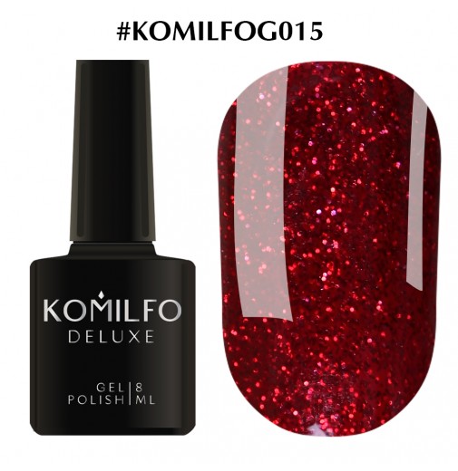 Гель-лак Komilfo DeLuxe Series №G015 (темно-красный, с блестками), 8 мл