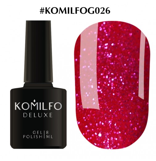Гель-лак Komilfo DeLuxe Series №G026 (насыщенный розовый со светло-розовыми блестками), 8 мл