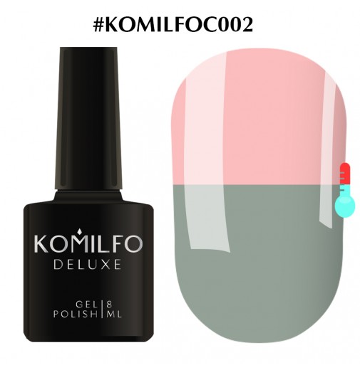 Гель-лак Komilfo DeLuxe Termo C002 (блідий, сіро-зелений, при нагріванні - рожевий), 8 мл