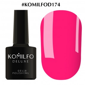 Гель-лак Komilfo Deluxe Series №D174 (яскравий насичений  темно-рожевий, неоновий), 8 мл