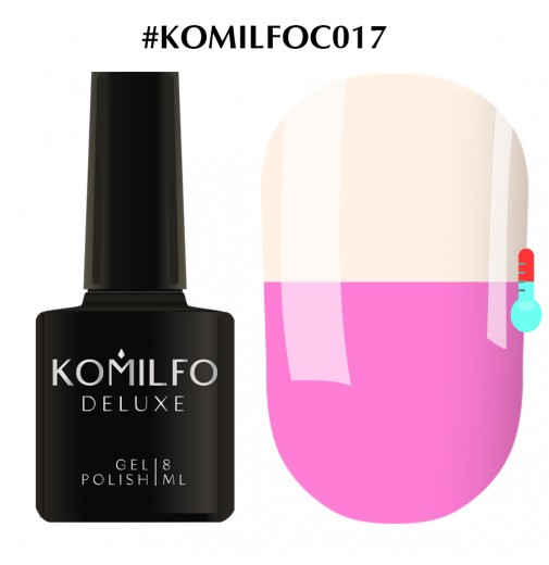 Гель-лак Komilfo DeLuxe Termo C017 (бузково-рожевий, при нагріванні - білий), 8 мл
