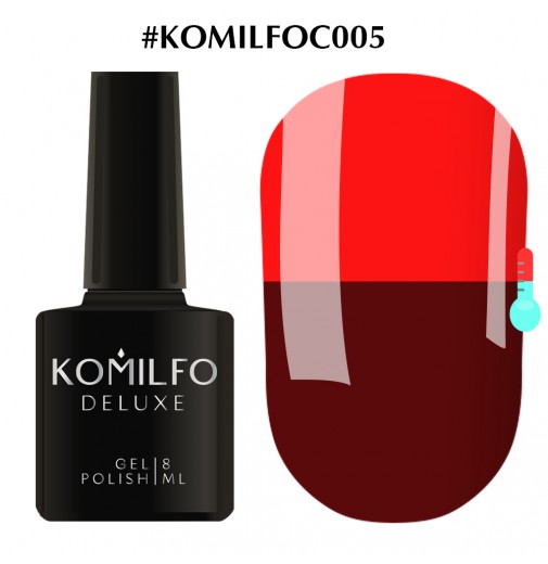 Гель-лак Komilfo DeLuxe Termo C005 (бордово-коричневий, при нагріванні- червоний), 8 мл