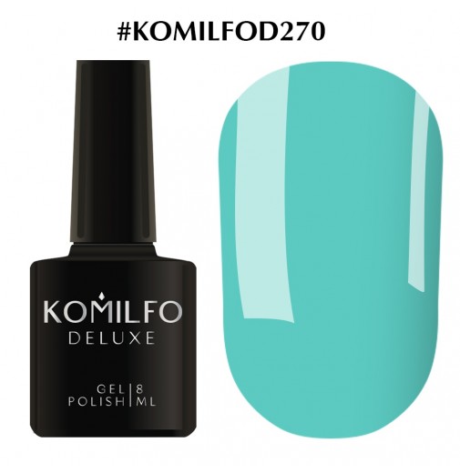 Гель-лак Komilfo Deluxe Series №D270 (бирюзово-голубой,эмаль), 8 мл