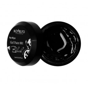 Гель-краска БЕЗ липкого слоя Komilfo No Wipe Gel Paint Black 001 (черная), 5 мл