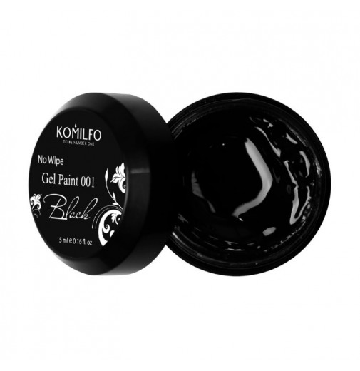 Komilfo No Wipe Gel Paint Black 001 (Чорна), 5 мл