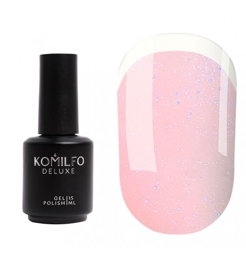 Komilfo KC Glitter Rubber French Base №KC003 (бежево-розовый с золотым микроблеском), 15 мл