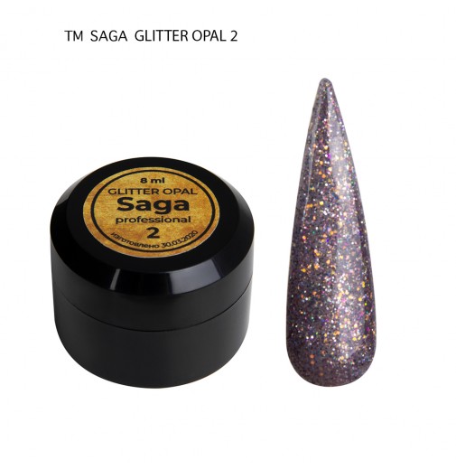 Глиттерный гель Saga Glitter Opal Gel №02, 8 мл
