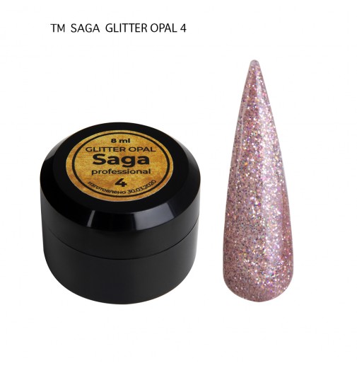 Глиттерный гель Saga Glitter Opal Gel №04, 8 мл