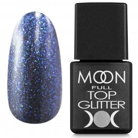 MOON FULL Top Glitter №4 Blue 8 мл (без липкого слоя)