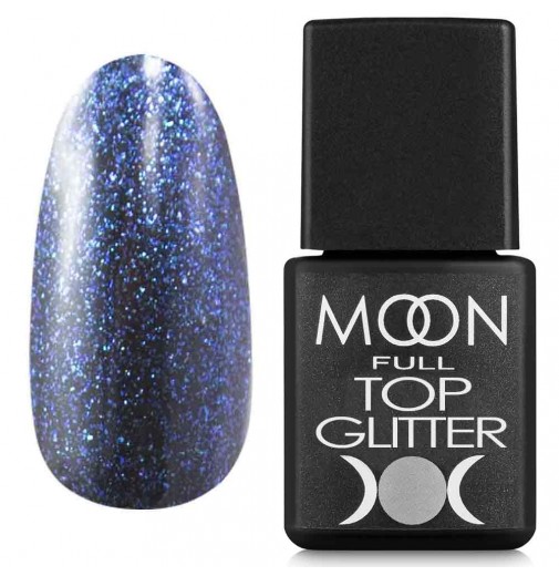 MOON FULL Top Glitter №4 Blue 8 мл (без липкого шару)