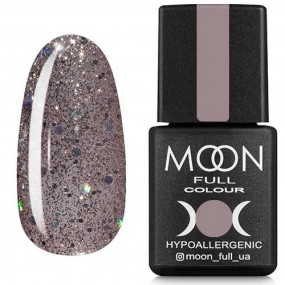 Гель-лак Moon Full №323 сріблясто-бежевий з різнокольоровими гліттерами, 8мл.