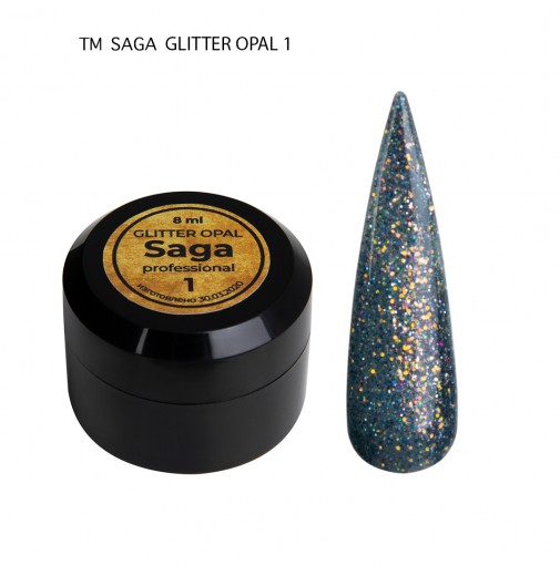 Глиттерный гель Saga Glitter Opal Gel №01, 8 мл