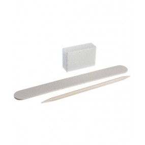 Kodi Инструмент набор для маникюра 02,цвет белый  (пилочка 100/100, баф 120/120, апельсиновая палочка)