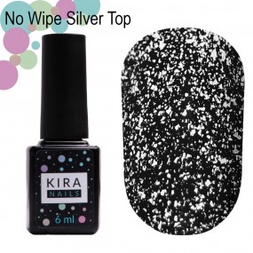 	"Kira Nails" Топ no wipe silver top - топ без лш зі сріблом , 6 мл