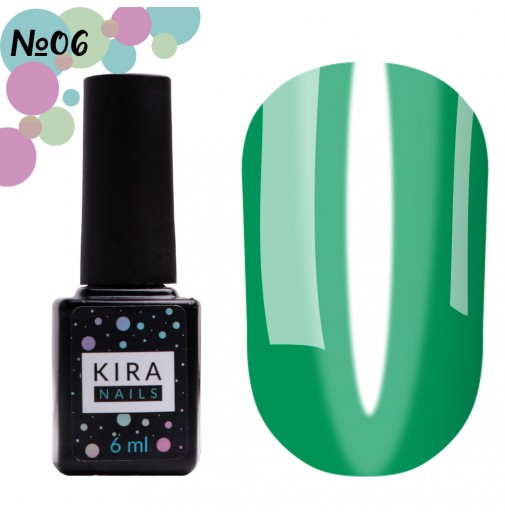 Гель-лак Kira Nails Vitrage №V06 (зелений зеленка, вітражний), 6 мл