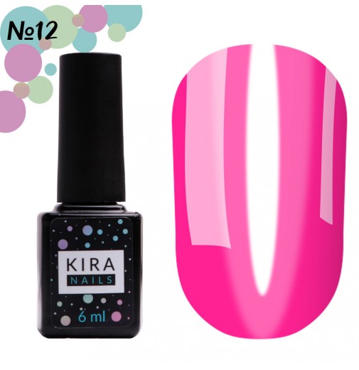 Гель-лак Kira Nails Vitrage №V12 (рожевий кислотний, вітражний), 6 мл