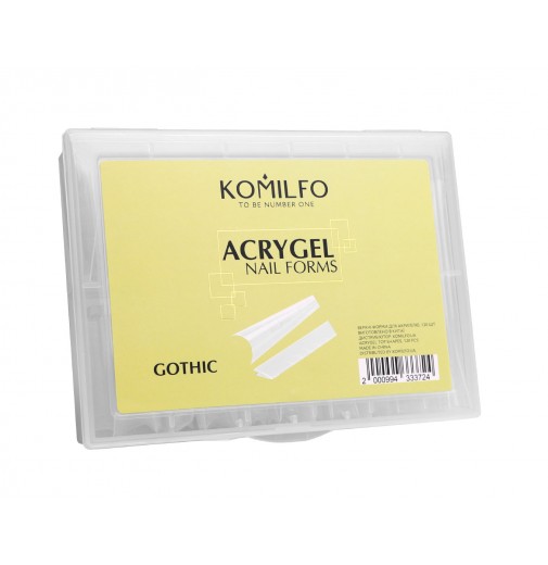 Komilfo Top Nail Forms, Gothic — верхні форми для нарощування, готичний мигдаль, 120 шт