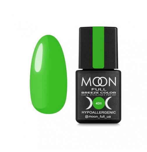 Гель лак Moon Full Breeze соІог №431 ярко-зеленый, эмаль 8 мл