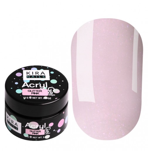 Kira Nails Acryl Gel - Glitter Pink, 15 г