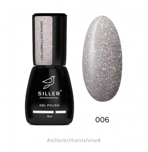 Гель-лак Siller Brilliant Shine №6 (срібний з блискітками), 8мл