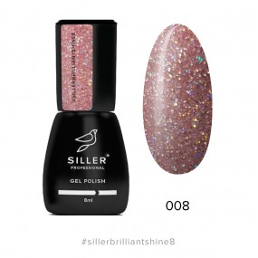Гель-лак Siller Brilliant Shine №8 (розовый с блестками), 8мл