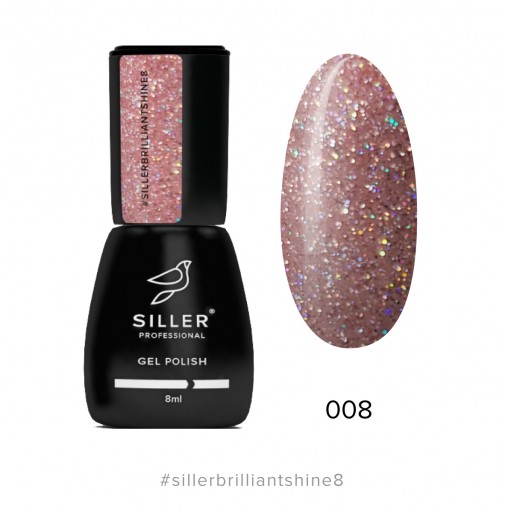 Гель-лак Siller Brilliant Shine №8 (рожевий з блискітками), 8мл