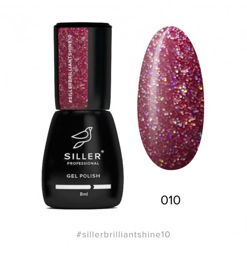 Гель-лак Siller Brilliant Shine №10 (бордовий с блискітками), 8мл