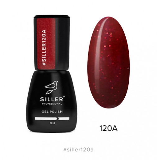 Гель-лак Siller №120А (темно-червоний з блискітками) 8мл 
