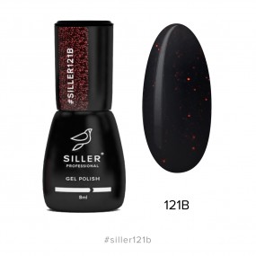 Гель-лак Siller №121B (черный с красными блестками), 8мл 