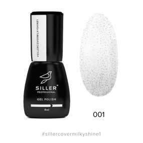 Siller Cover Base Milky Shine №1 - молочная камуфлирующая база с серебристым блеском для ногтей, 8мл