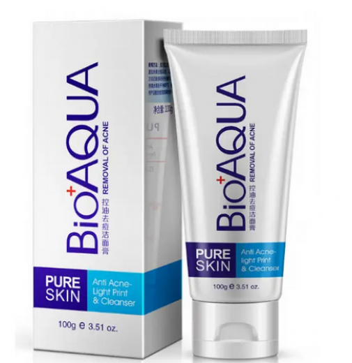 Очищуюча крем-пінка для вмивання анти акне bioaqua pure skin anti acne-light print s cleanser, 100 м