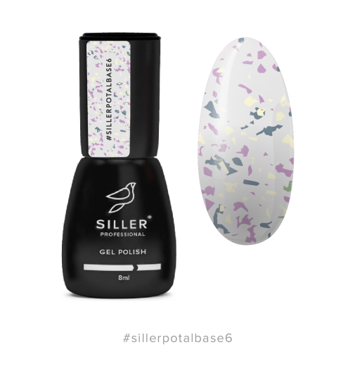 Siller Potal Base №6 (молочна з дрібною різнобарвною поталлю), 8 мл