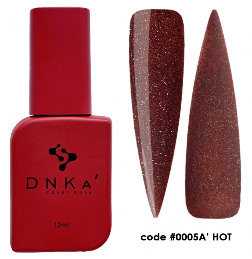 DNK Cover Base №0005a Hot, 12 мл світловідбиваючий яскраво - червоний