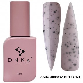 DNK Cover Base №0039a Different, 12 мл рожевий з чорними та білими многограними частинками