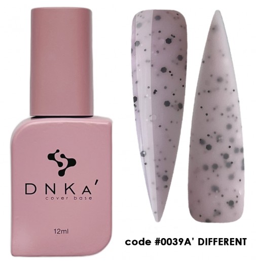 DNK Cover Base №0039a Different, 12 мл розовый с черными и белыми многогранными частичками