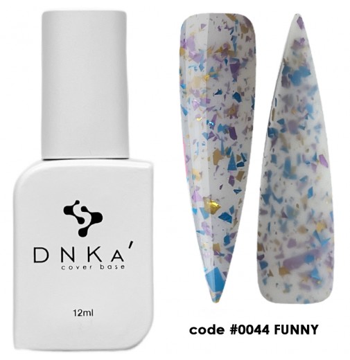 DNK Cover Base №0044 Funny, 12 мл молочний с разноцветной поталью