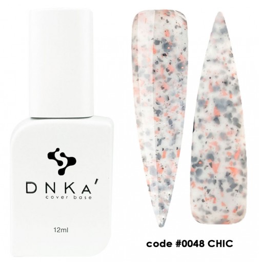 DNK Cover Base №0048 Chic, 12 мл мраморный бело-молочный с черными частичками