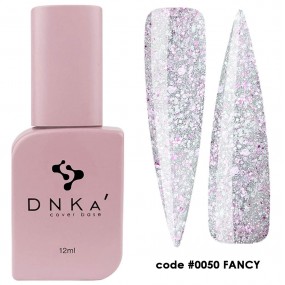 DNK Cover Base №0050 Fancy, 12 мл рожевий світловідбиваючий з паєтками різного розміру