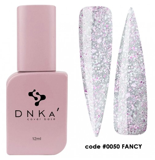 DNK Cover Base №0050 Fancy, 12 мл розовый светоотражающий с паетками разного размера