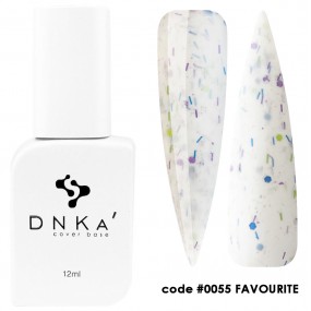 DNK Cover Base №0055 Favourite, 12 мл белый с кусочками разноцветной потали