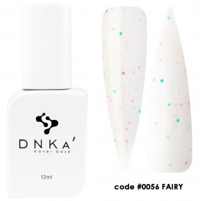 DNK Cover Base №0056 Fairy, 12 мл белый с зеленой и розовой крошкой